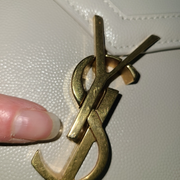 NWT YVES SAINT LAURENT Monogram Ivory Leather Convertible Crossbody Purse - Picture 8 of 8